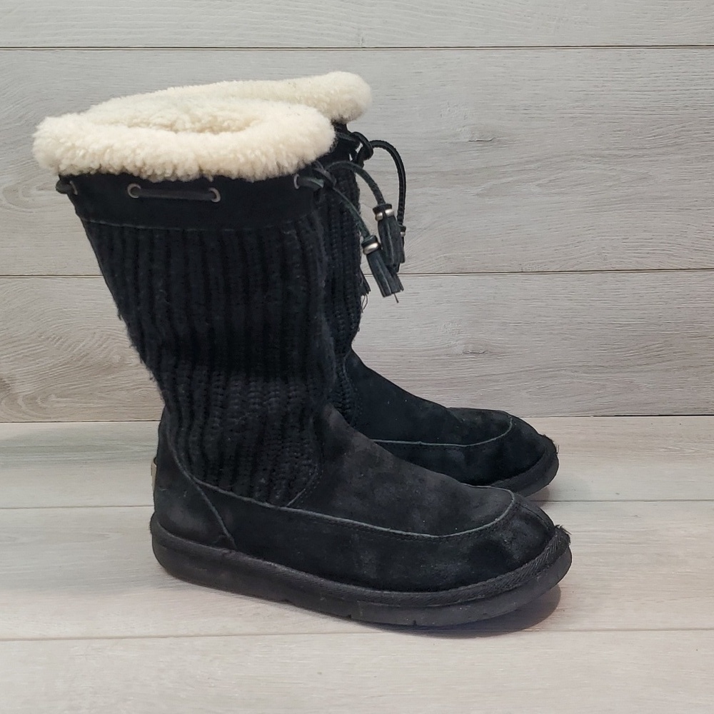 Vintage Ugg Australia Women Crochet 5124 Leather Sweater Cardi Boots shoes sz 7